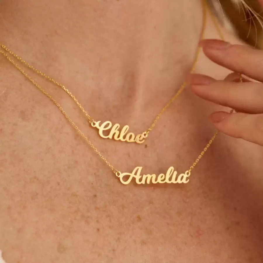 Custom Sterling Silver Name Necklace – Personalized Gift with Box Chain in Silver, Gold or Rose Gold hot