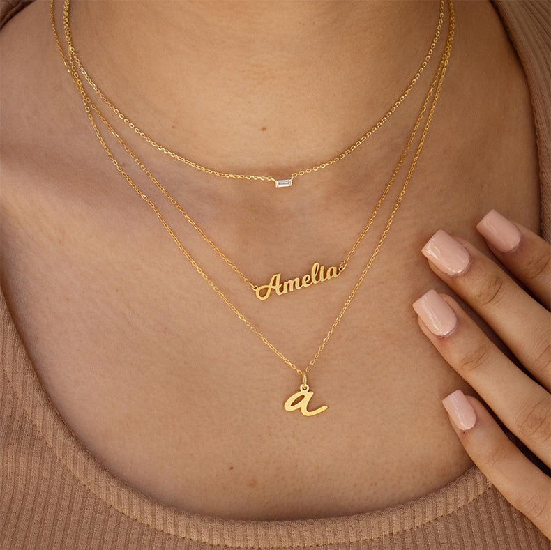 Custom Sterling Silver Name Necklace – Personalized Gift with Box Chain in Silver, Gold or Rose Gold hot