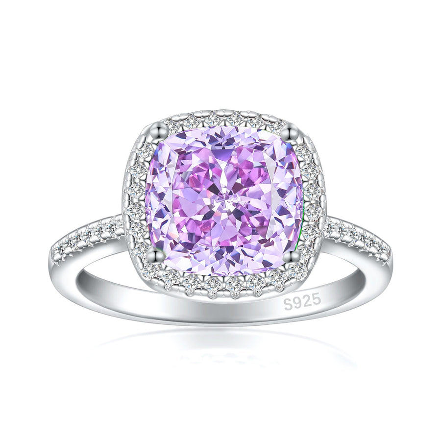 3.5ct Cushion Cut Halo Multi Color Sterling Silver Engagement Ring shine of diamond