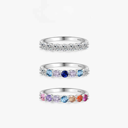 Round Cut Multi-color Sterling Silver Band Carly Jewelry