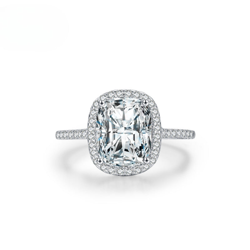 3ct Radiant Cut Halo Engagement Ring in Sterling Silver Shine of Diamond