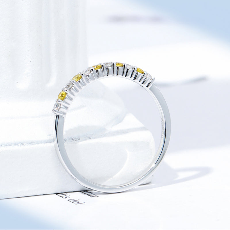 Two Tone Design 18k White Gold Plated Band Shine of Diamond