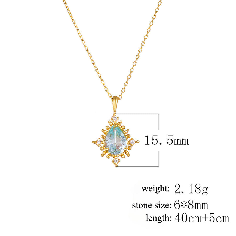 Luxury Pear Shape Topaz Pendant Neckalce Shine of Diamond