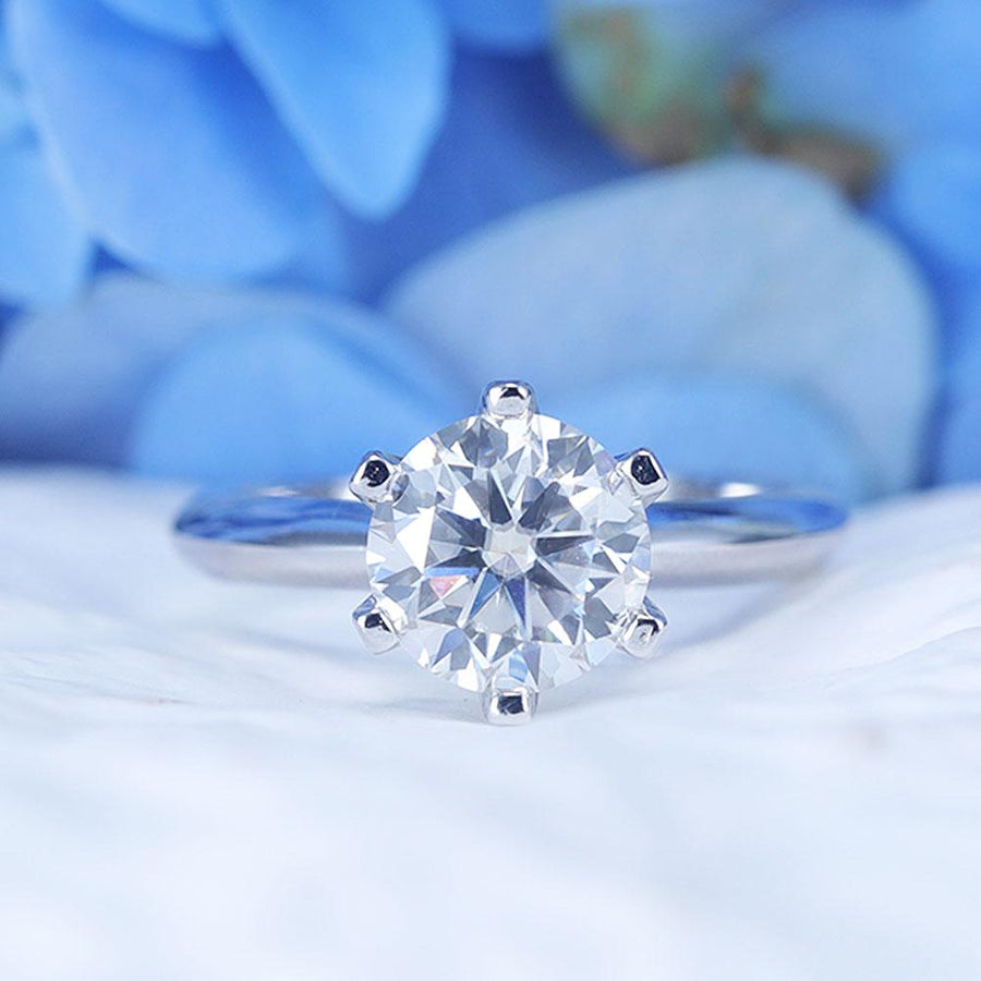 ShineofDiamond Simple Round Cut Moissanite Sterling Silver Ring Shine of Diamond
