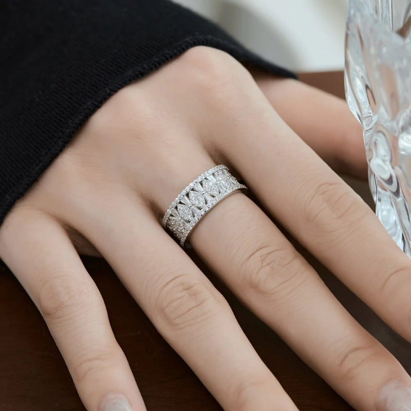 Stylish Sterling Silver Eternity Band with Micro inlays shine of diamond