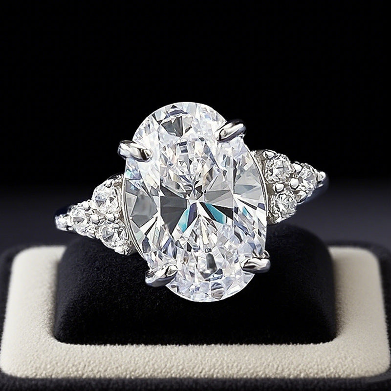 Gorgeous Golden Tone Oval Cut Engagement Ring In Sterling Silver shine of diamond