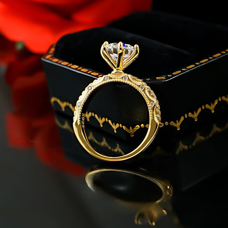 Retro Design 925 Silver Lace Engagement Ring Shine of Diamond