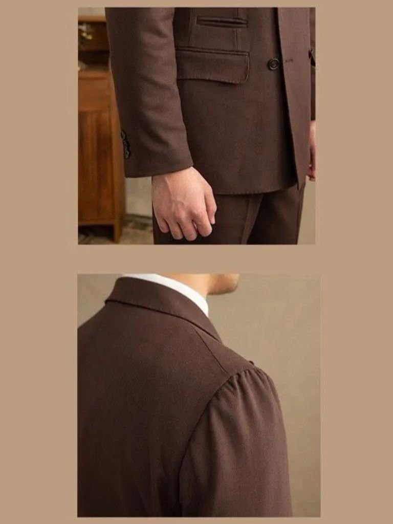 Dark Brown Garbadine Suit - CAAYWORLD CAAYWORLD