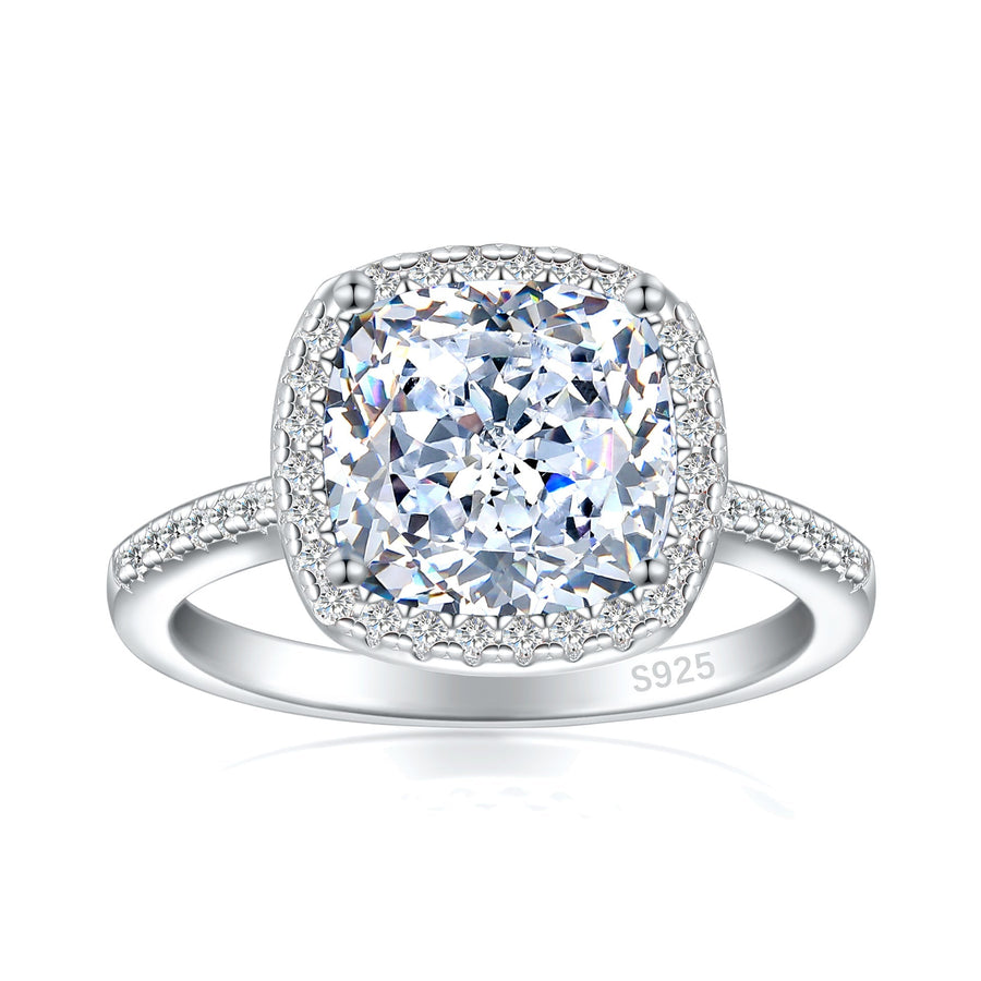 3.5ct Cushion Cut Halo Multi Color Sterling Silver Engagement Ring shine of diamond