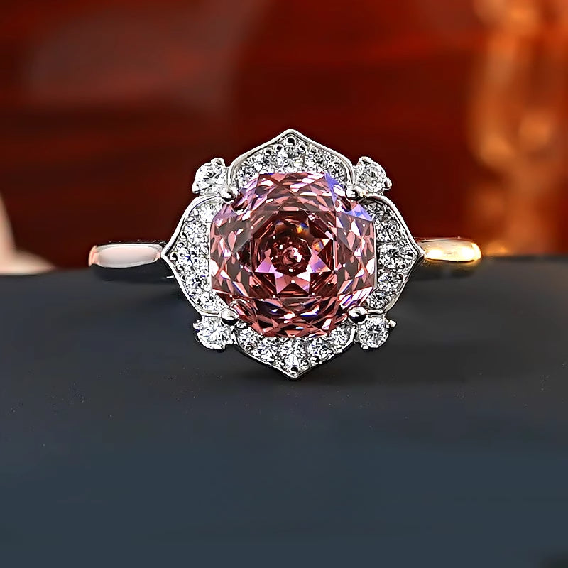 Vintage Rose Design 18K White Gold Plated Engagement Ring Carly Jewelry