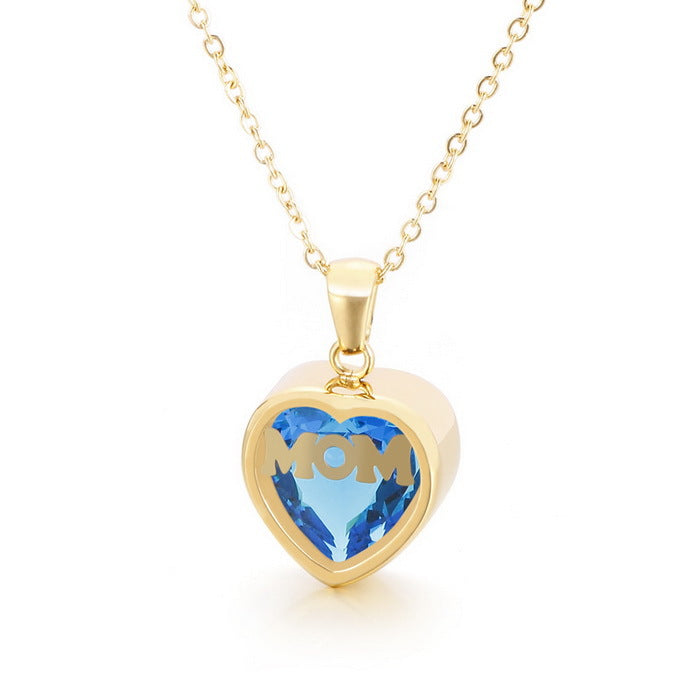 Personalized  Heart Cut Pendant Necklace For Mom Dazzleyesjewelry