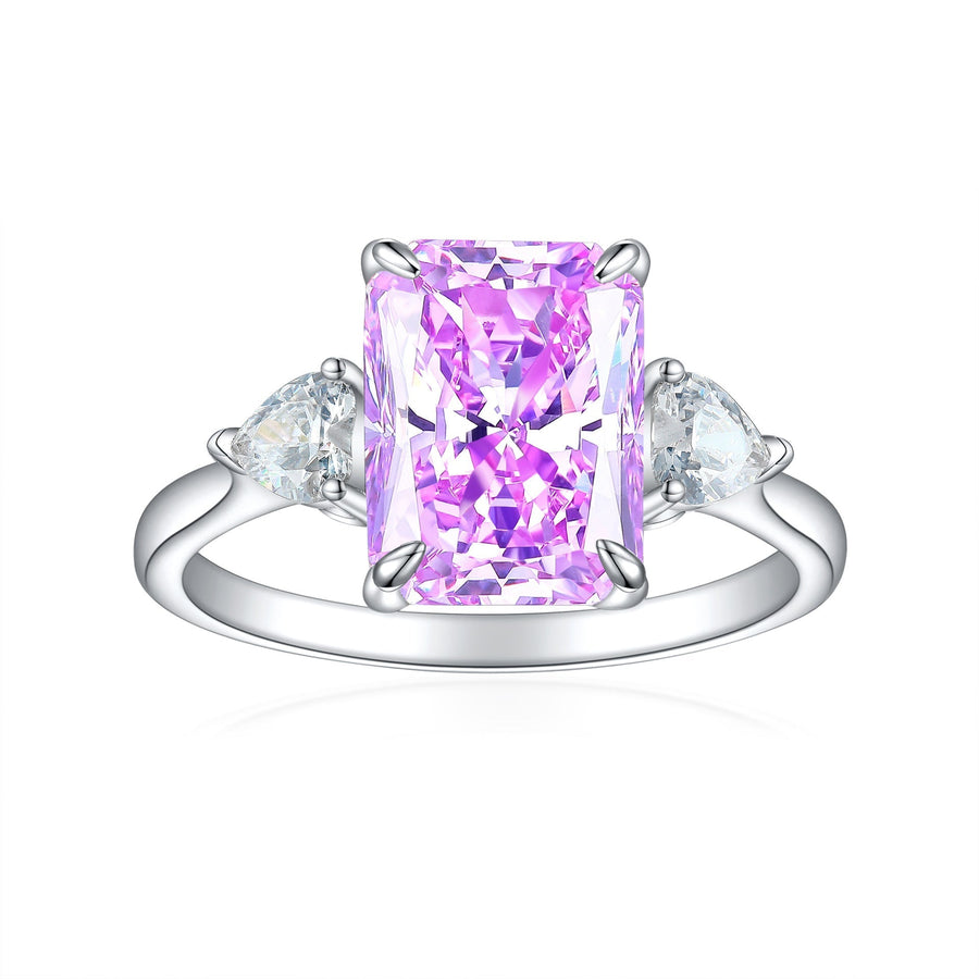 4.0CT Three Stone Pink Sterling Silver Engagement Ring (Multi Color Available) shine of diamond