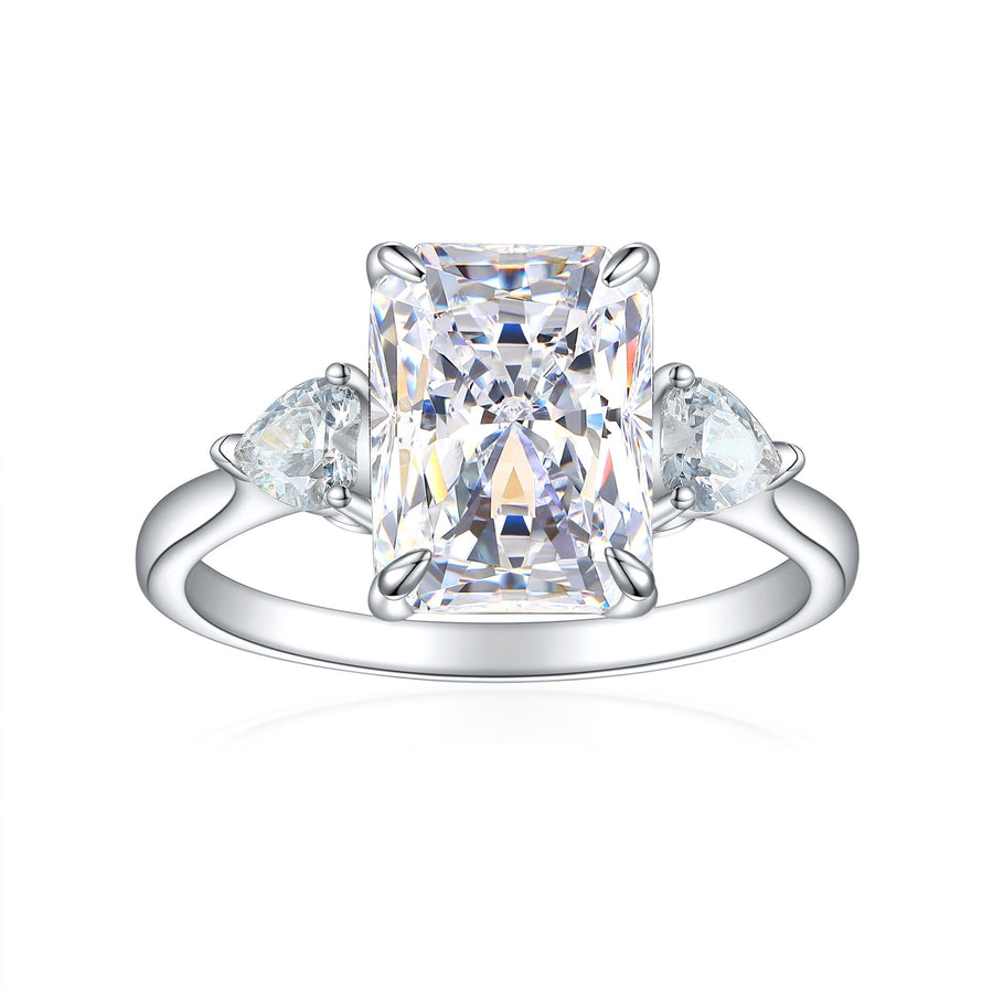 4.0CT Three Stone Pink Sterling Silver Engagement Ring (Multi Color Available) shine of diamond