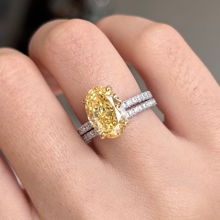 2 Pcs Stunning Yellow Oval Cut Sterling Silver Bridal Set For Women Carly Jewelry
