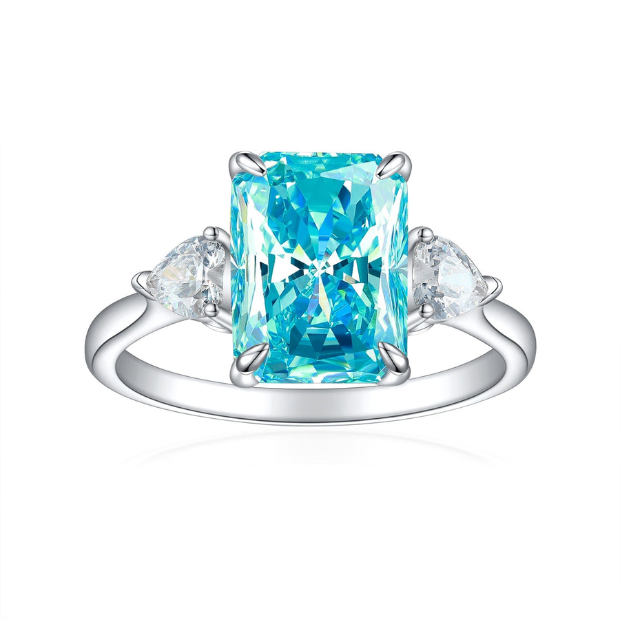 4.0CT Three Stone Pink Sterling Silver Engagement Ring (Multi Color Available) shine of diamond