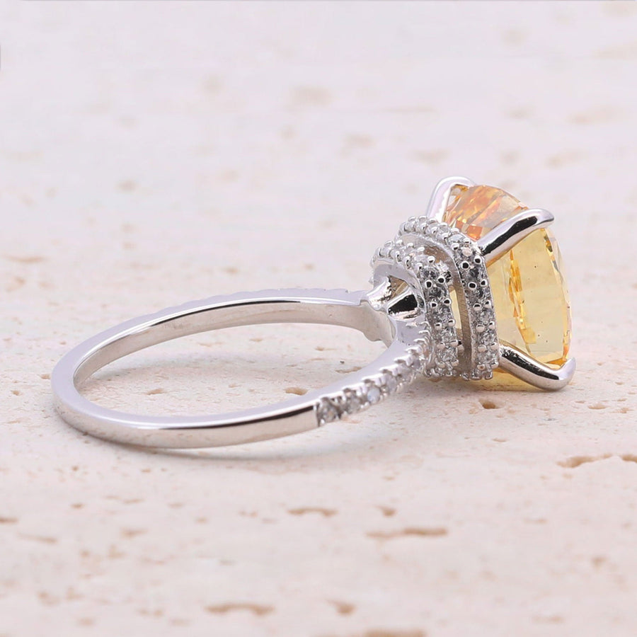 5.0CT Cushion Cut Sterling Silver Engagement Ring with Double Halo(Multi Color Available) shine of diamond
