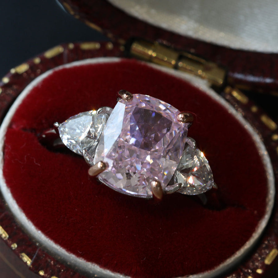 Pink Cushion Cut Engagement Ring Shine of Diamond