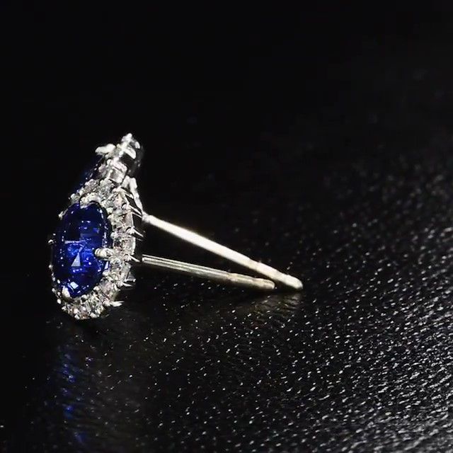 Vintage Blue Halo Sterling Silver Earrings Shineofdiamond