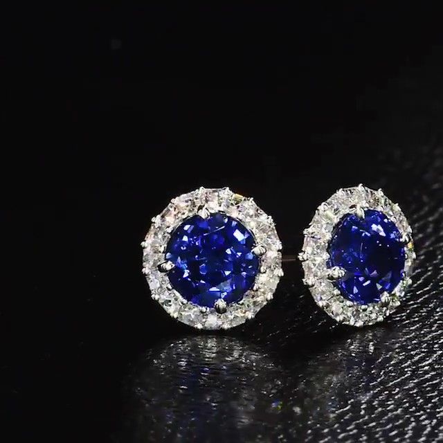 Vintage Blue Halo Sterling Silver Earrings Shineofdiamond