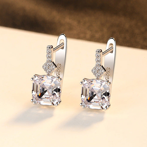 Asscher Cut Morganite Earrings in Sterling Silver Shineofdiamond