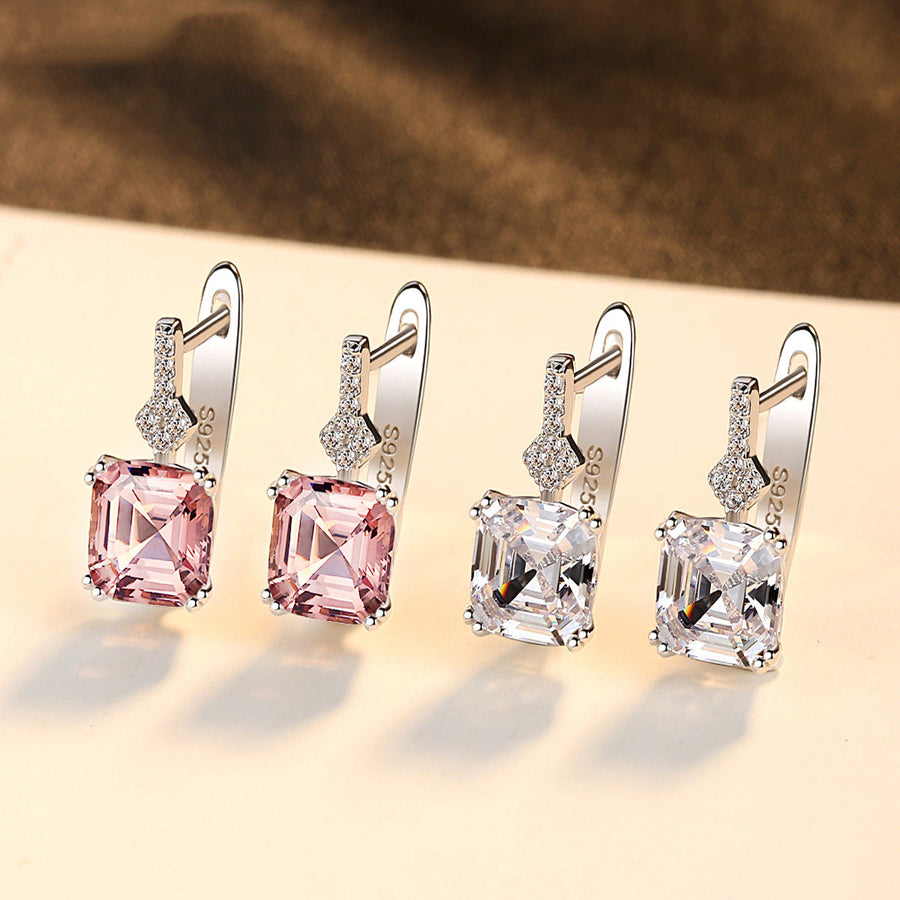 Asscher Cut Morganite Earrings in Sterling Silver Shineofdiamond