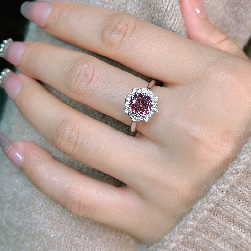 Vintage Rose Design 18K White Gold Plated Engagement Ring Carly Jewelry
