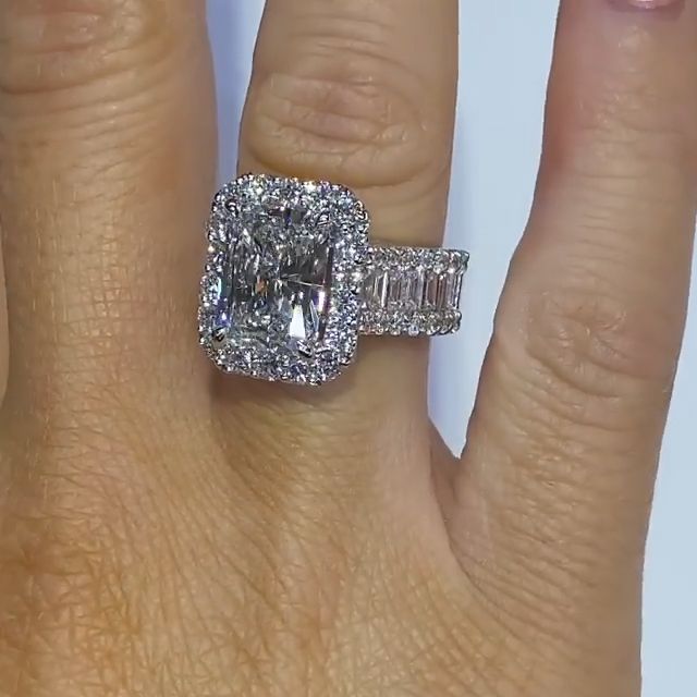 6.0 Carat Radiant Cut Engagement Ring In Sterling Silver Shineofdiamond
