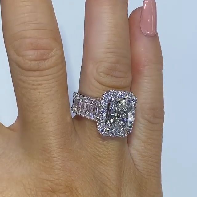 6.0 Carat Radiant Cut Engagement Ring In Sterling Silver Shineofdiamond