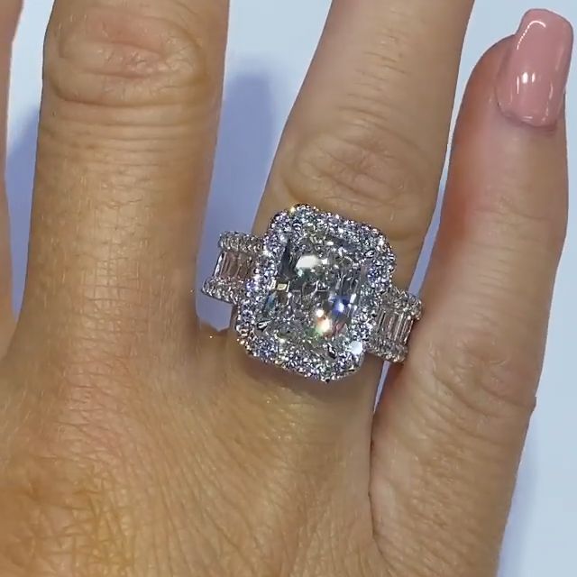 6.0 Carat Radiant Cut Engagement Ring In Sterling Silver Shineofdiamond