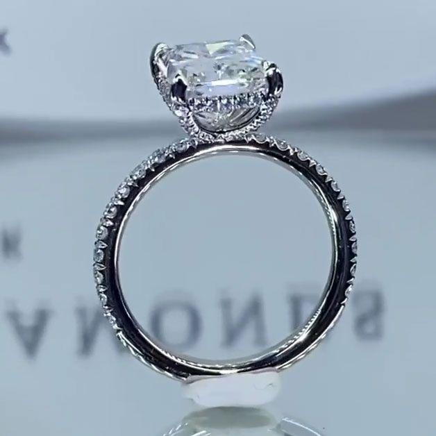 4CT Radiant Cut Sterling Silver Engagement Ring Shineofdiamond