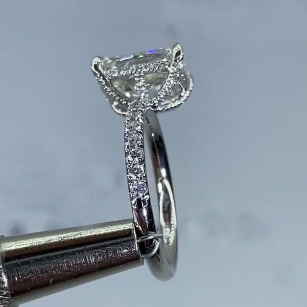 4CT Radiant Cut Sterling Silver Engagement Ring Shineofdiamond