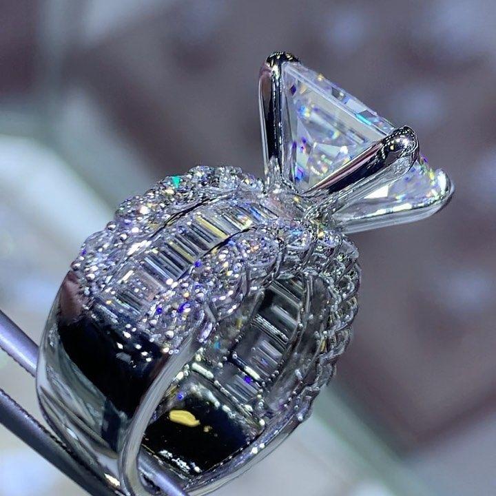 5CT Radiant Cut Engagement Ring in Sterling Silver Shine of Diamond