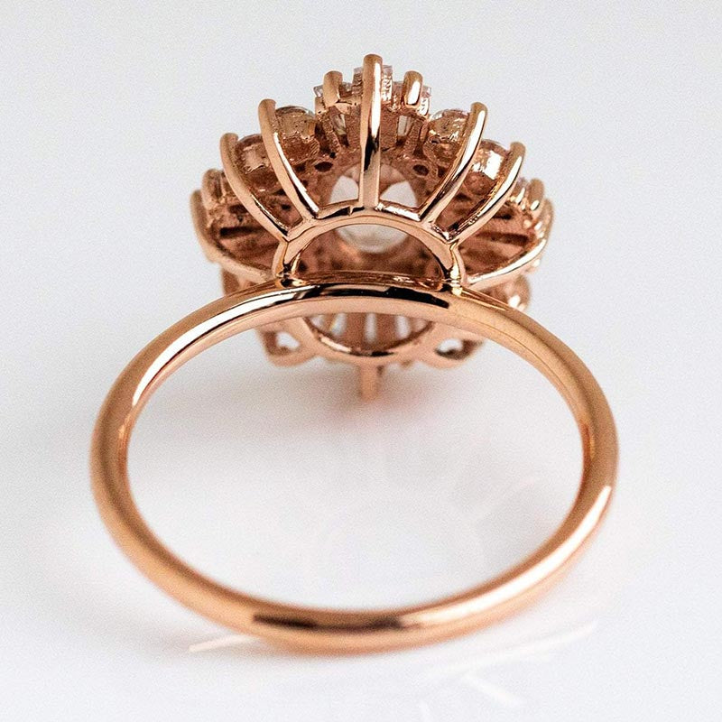 Vintage Cluster Oval Cut Engagement Ring In Rose Golden Tone shineofdiamond