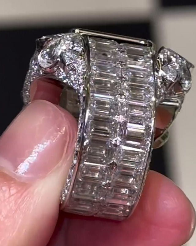 Luxury Halo Emerald Cut Handmade Men's Ring