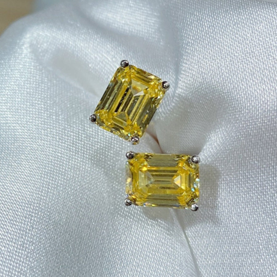 Emerald Cut Stud Earrings In Sterling Silver Shineofdiamond