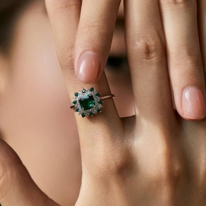 Beautiful Halo Cushion Cut Engagement Ring in Sterling Silver Shineofidamond