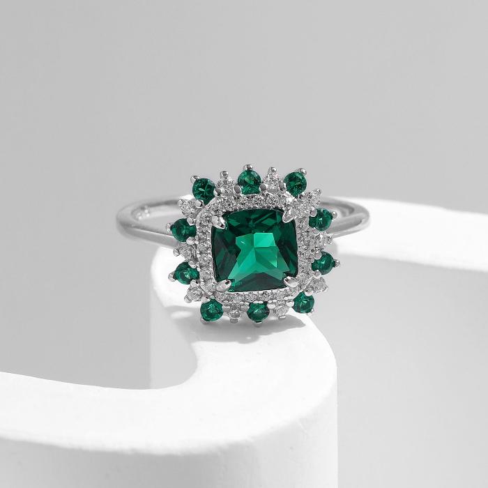 Beautiful Halo Cushion Cut Engagement Ring in Sterling Silver Shineofidamond