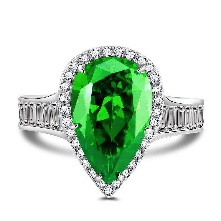 Halo Pear Cut Sterling Silver Engagement Ring Shineofdiamond