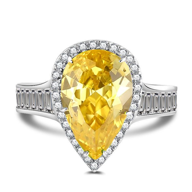 Halo Pear Cut Sterling Silver Engagement Ring Shineofdiamond