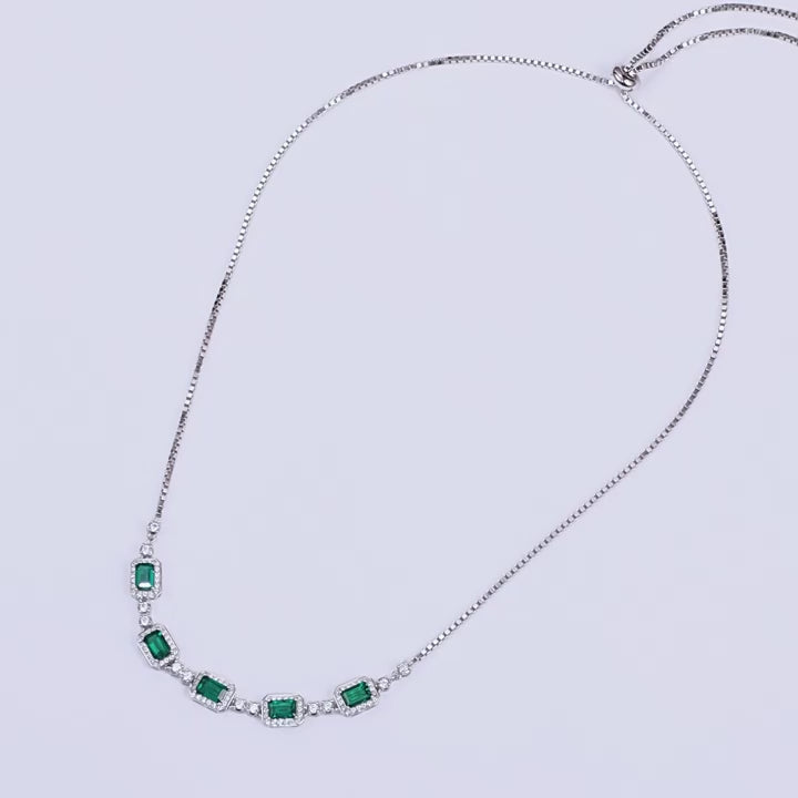 Luxury Emerald Green White Gold Plated Necklace Carly Jewelry