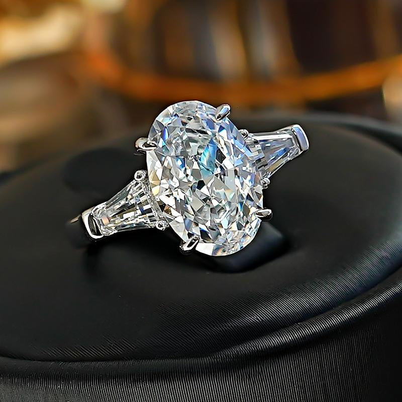 Stunning Three Stone Oval Cut Sterling Silver Ring Carly Jewelry