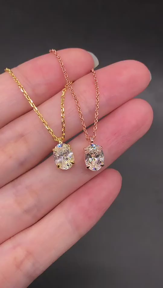 Gorgeous 1.5ct Oval Cut Sterling Silver Necklace Carly Jewelry