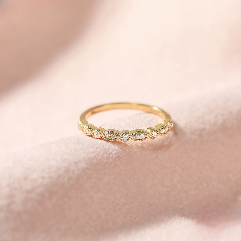 Art Deco Half Eternity Stacking Wedding Band in Sterling Silver Shineofidamond