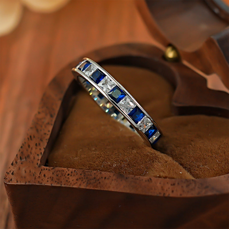 Sparkling Two Tone Design Paved Sterling Silver Band Carly Jewelry
