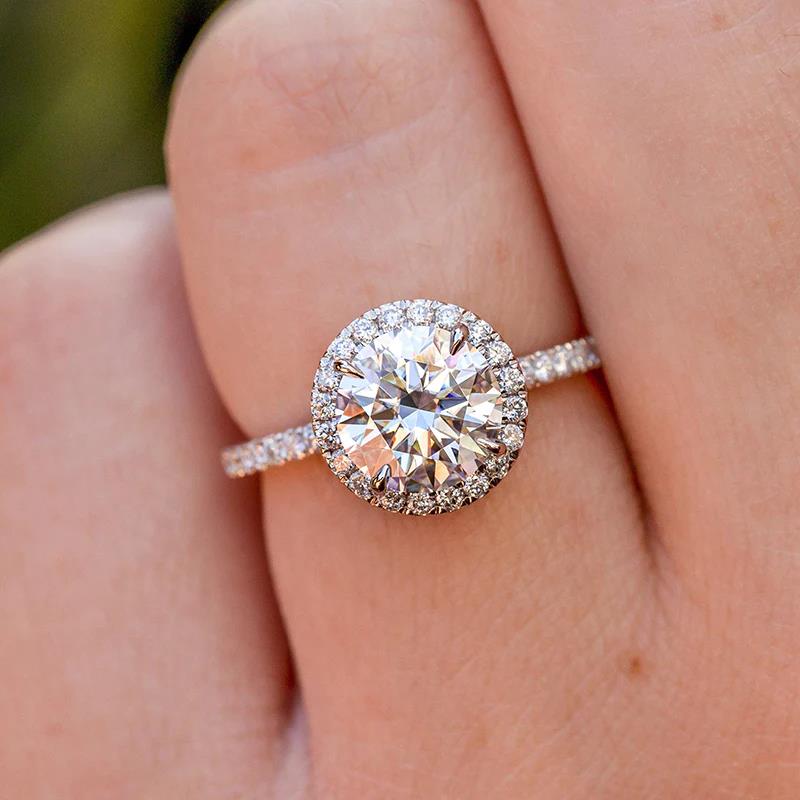 Sale | Simple Round Cut Halo Engagement Ring In Sterling Silver Shineofdiamond