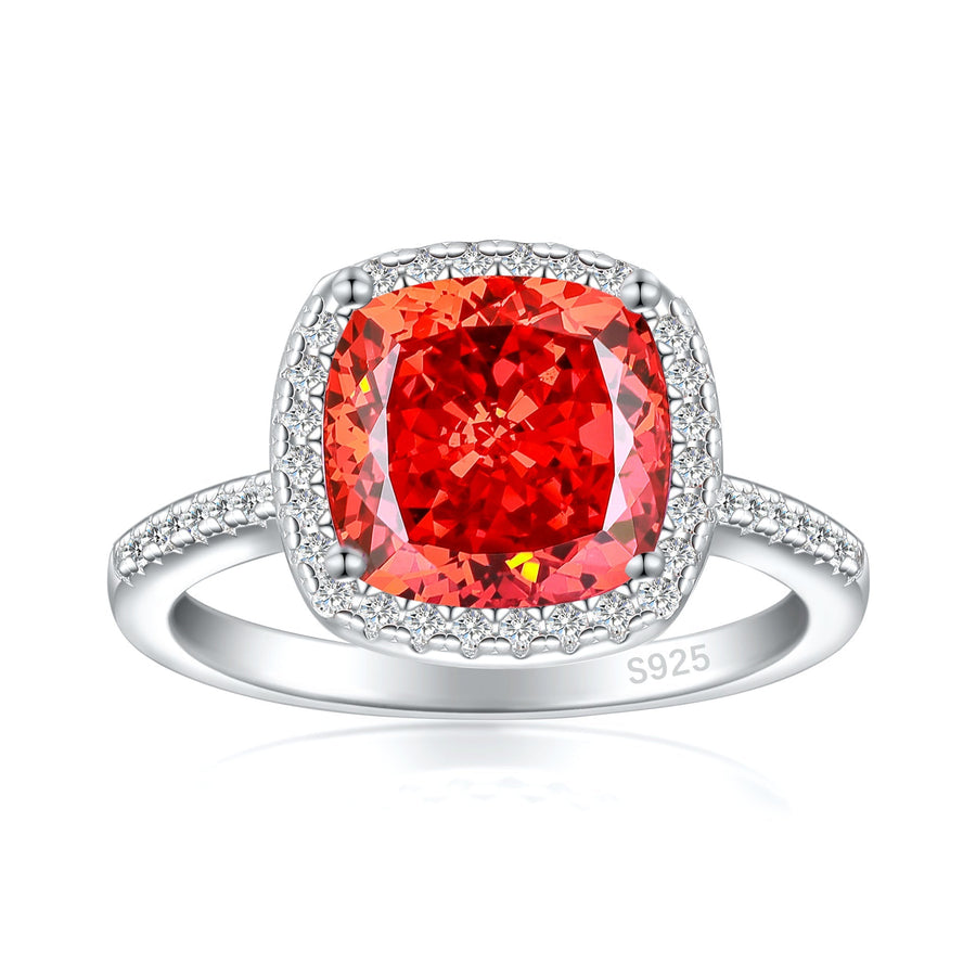 3.5ct Cushion Cut Halo Multi Color Sterling Silver Engagement Ring shine of diamond