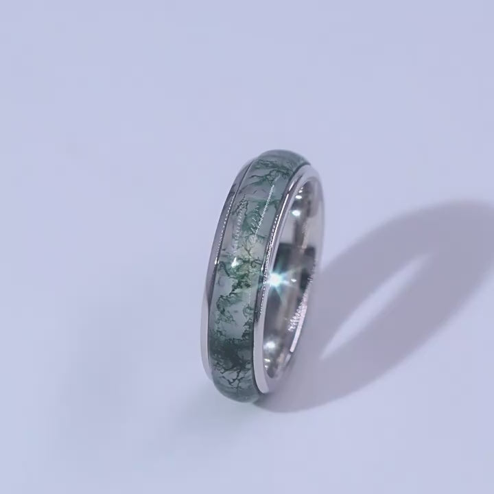 Simple Natural Green Moss Aget Band Carly Jewelry