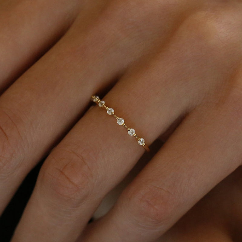 Simple Design Stackable Engagement Band in Sterling Silver for Women Shine of Diamond
