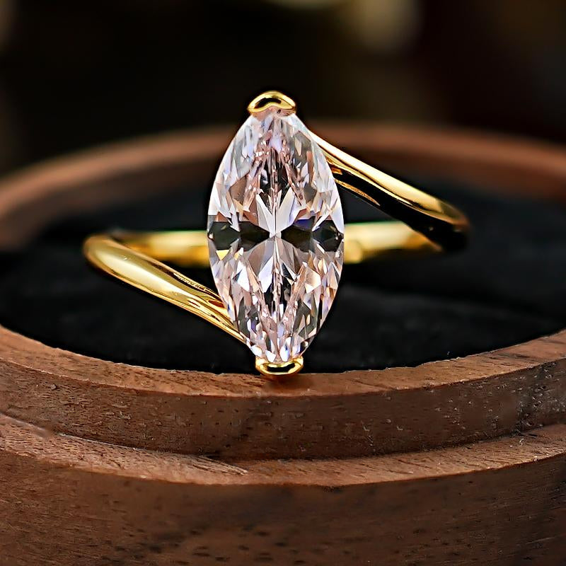 Simple Pink Marquise Cut Gold Plated Ring Carly Jewelry