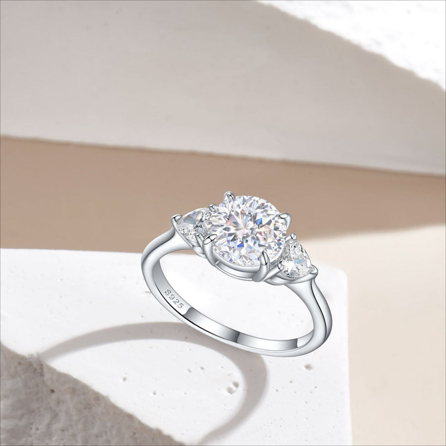 2.0CT Round Cut Three Stone Sterling Silver Engagement Ring(Multi Color available) shine of diamond